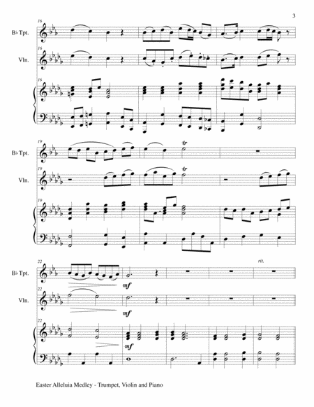 EASTER ALLELUIA MEDLEY (Trio – Bb Trumpet, Violin/Piano) Score and Parts image number null