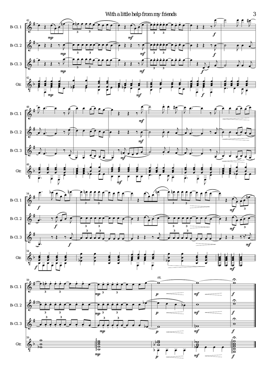 With A Little Help From My Friends Woodwind Trio scores gallery preview page 3