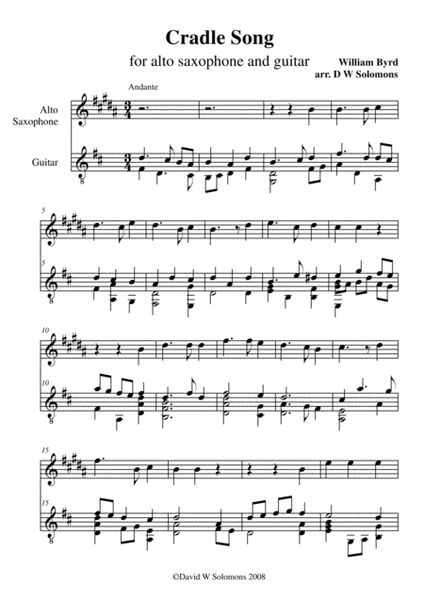 Byrd's Cradle Song for alto saxophone and guitar image number null