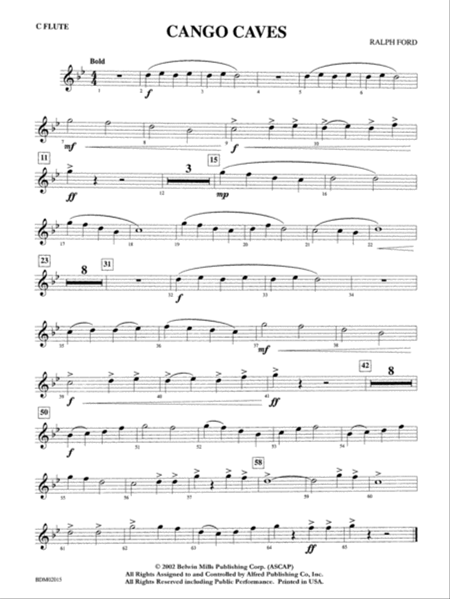 Cango Caves: Flute Concert Band scores gallery preview page 1