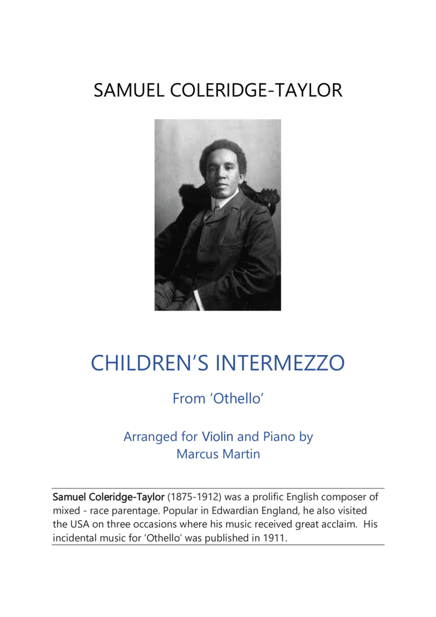 Children's Intermezzo by Samuel Coleridge-Taylor for Violin and Piano