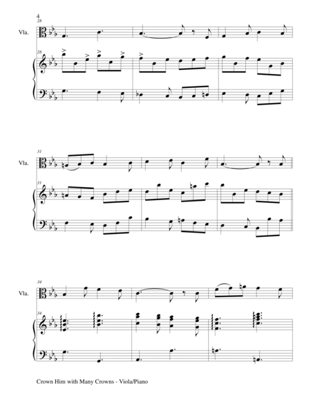 CROWN HIM WITH MANY CROWNS (Duet – Viola and Piano/Score and Parts) image number null