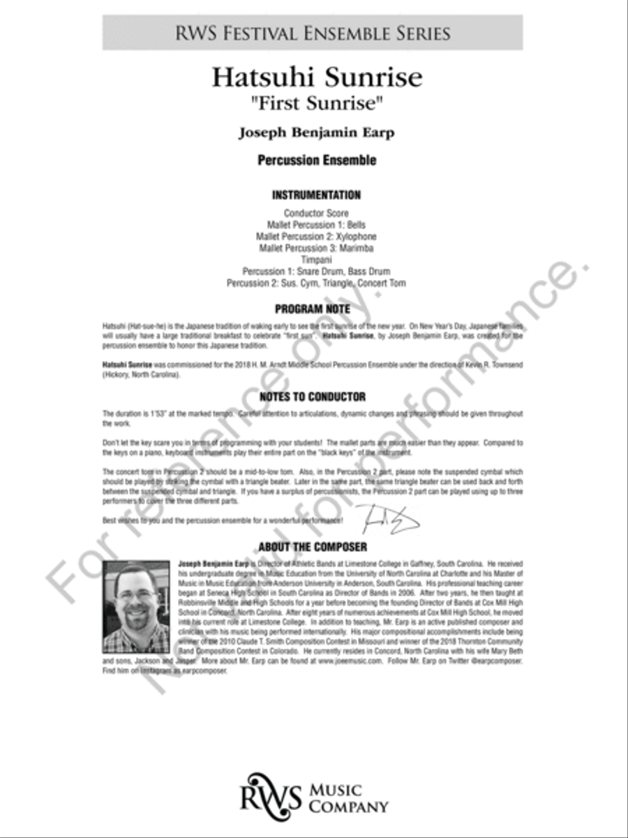 Hatsuhi Sunrise Hatsuhi Sunrise Percussion Ensemble scores gallery preview page 3