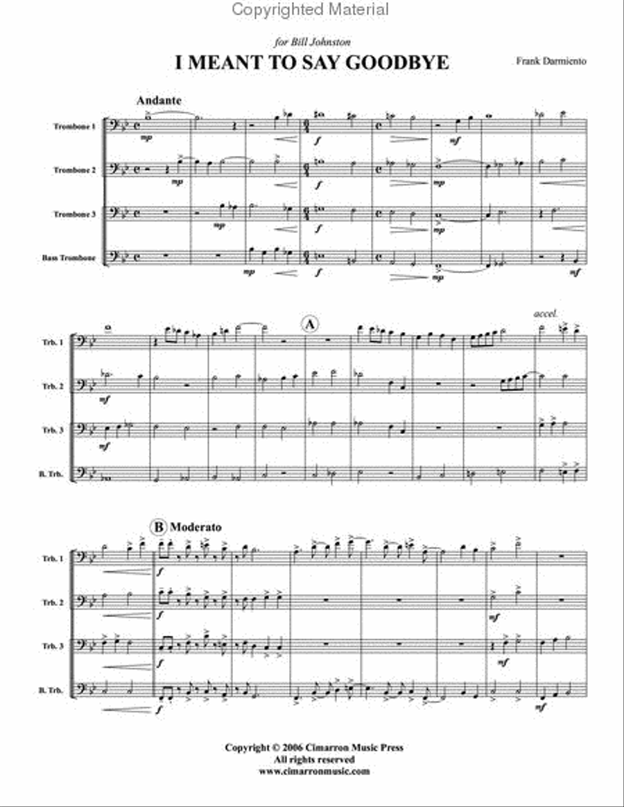 I Meant to Say Goodbye Trombone Quartet scores gallery preview page 2