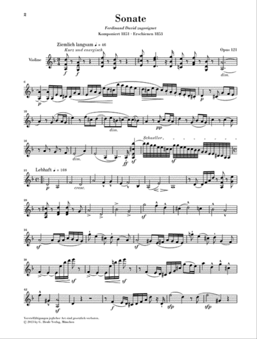 Robert Schumann – Violin Sonata No. 2 in D minor, Op. 121 Violin Solo scores gallery preview page 4