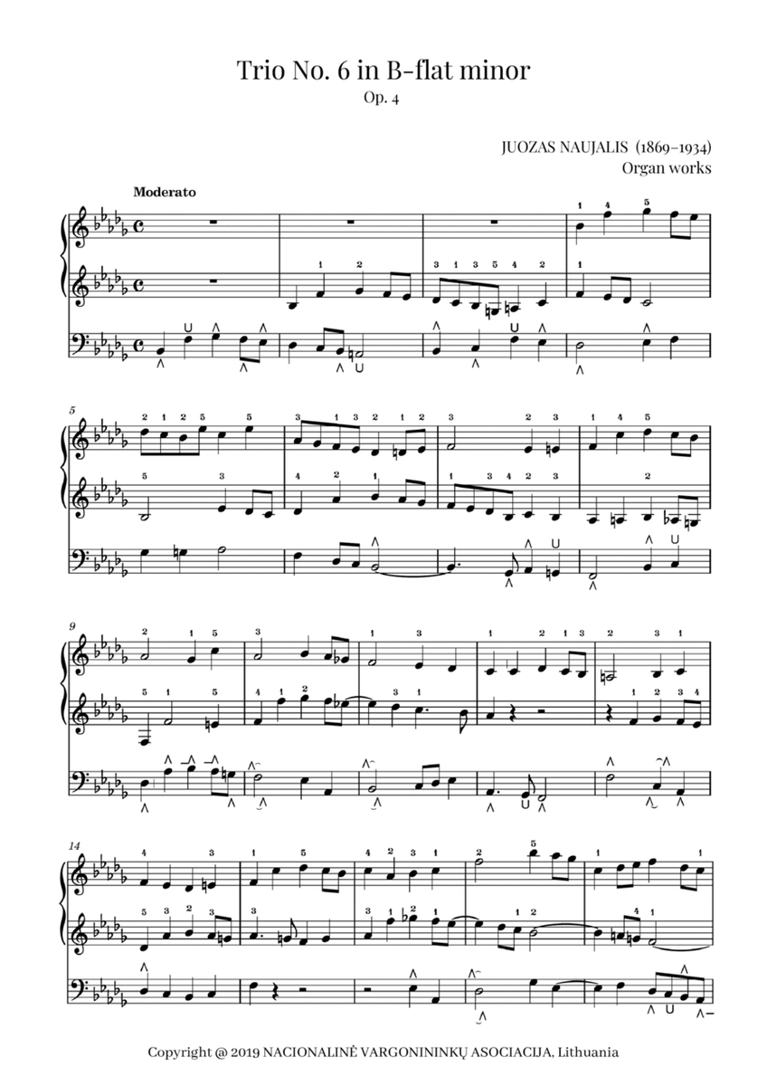 Trio No. 6 in B-flat minor, Op. 4 by Juozas Naujalis (1869–1934) image number null