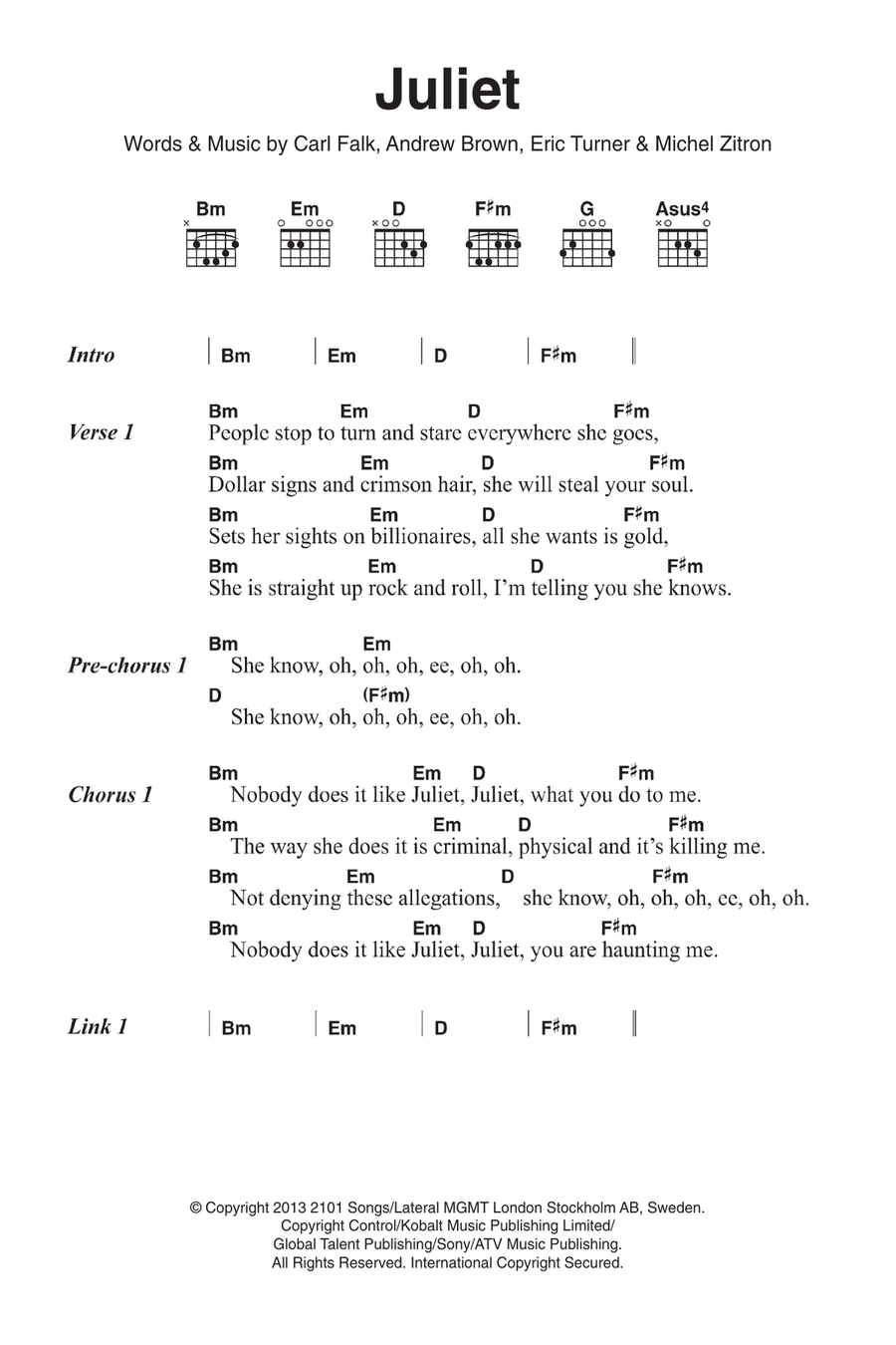 Juliet Juliet Acoustic Guitar scores gallery preview page 1
