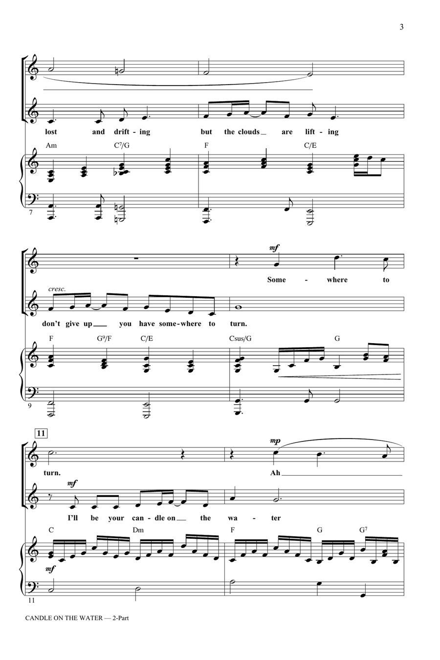 Candle On The Water (from Pete's Dragon) (arr. Ed Lojeski) 2-Part scores gallery preview page 2