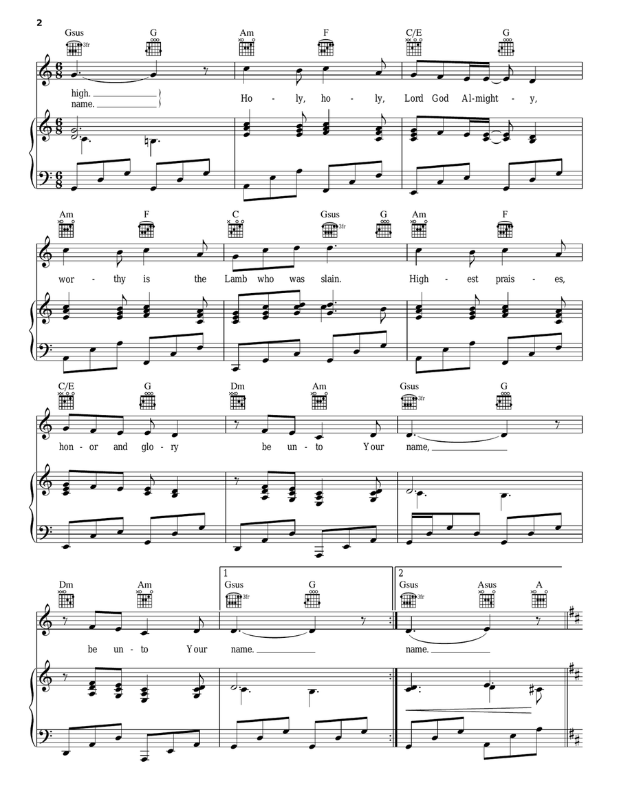 Be Unto Your Name Piano, Vocal, Guitar scores gallery preview page 2