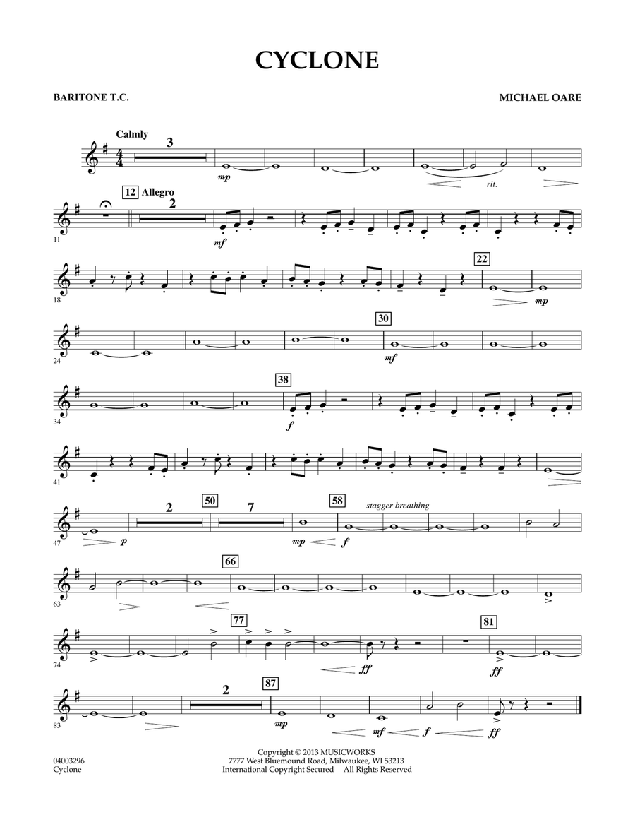 Cyclone - Baritone T.C. Concert Band scores gallery preview page 1