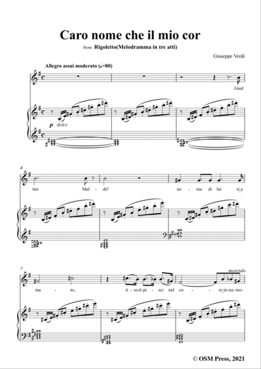 Verdi-Caro nome che il mio cor,in B Major Voice scores gallery preview page 3