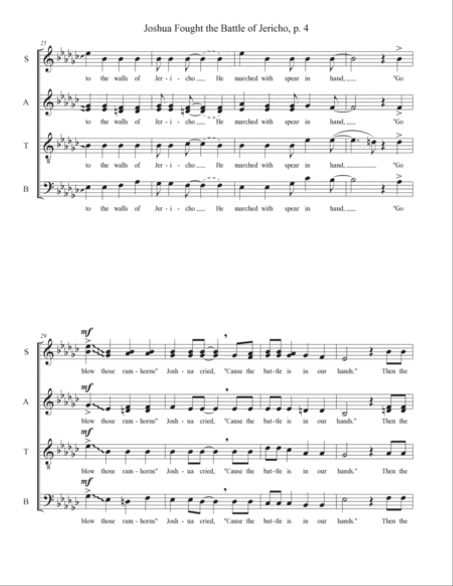 Joshua Fought the Battle of Jericho 4-Part scores gallery preview page 4