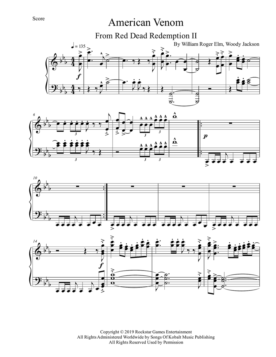 American Venom Piano Solo scores gallery preview page 1