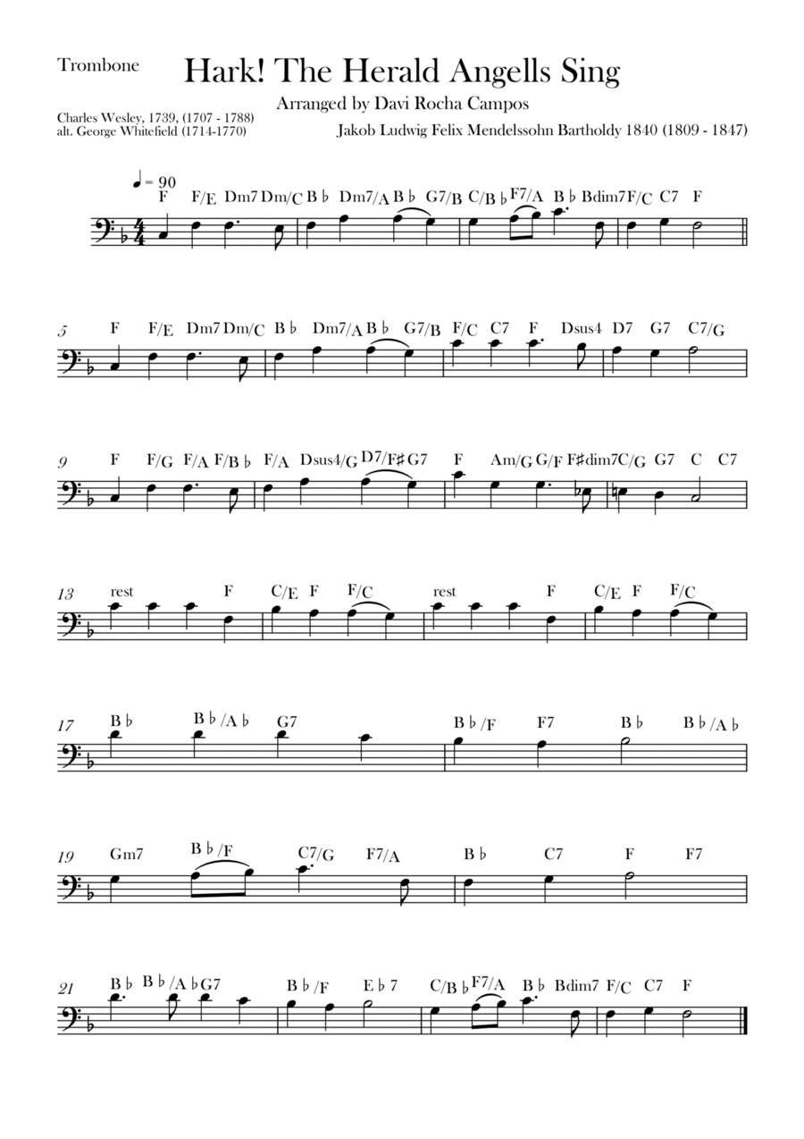 Hark! The Herald Angells Sing Trombone Solo scores gallery preview page 1