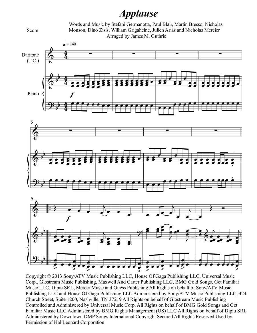 Applause Baritone Horn TC scores gallery preview page 1