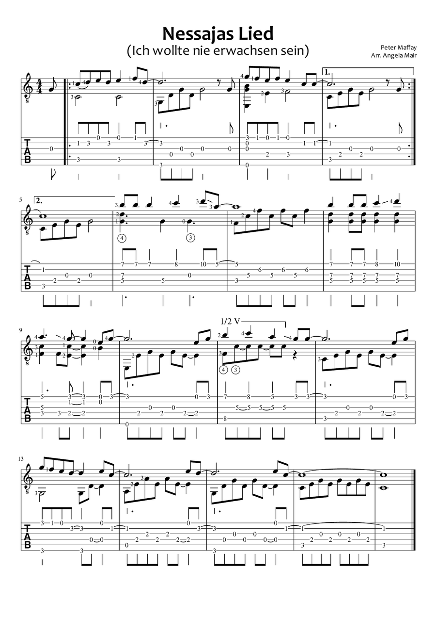Nessaja Guitar Tablature scores gallery preview page 1