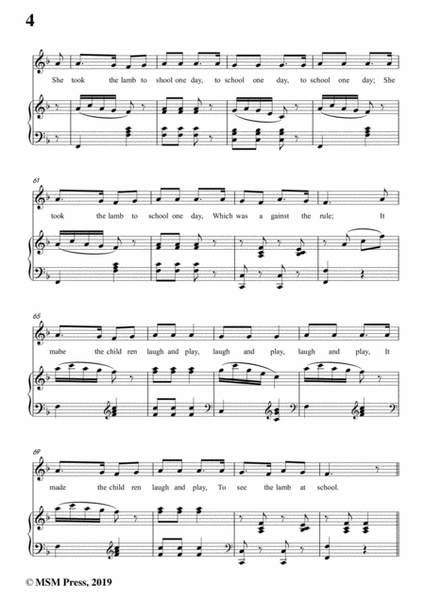J. Hanold Kendall-Mary Had A Little Lamb,in F Major,for Voice&Piano image number null