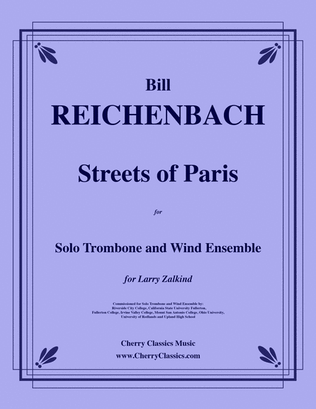 Book cover for Streets of Paris for Solo Trombone & Wind Ensemble