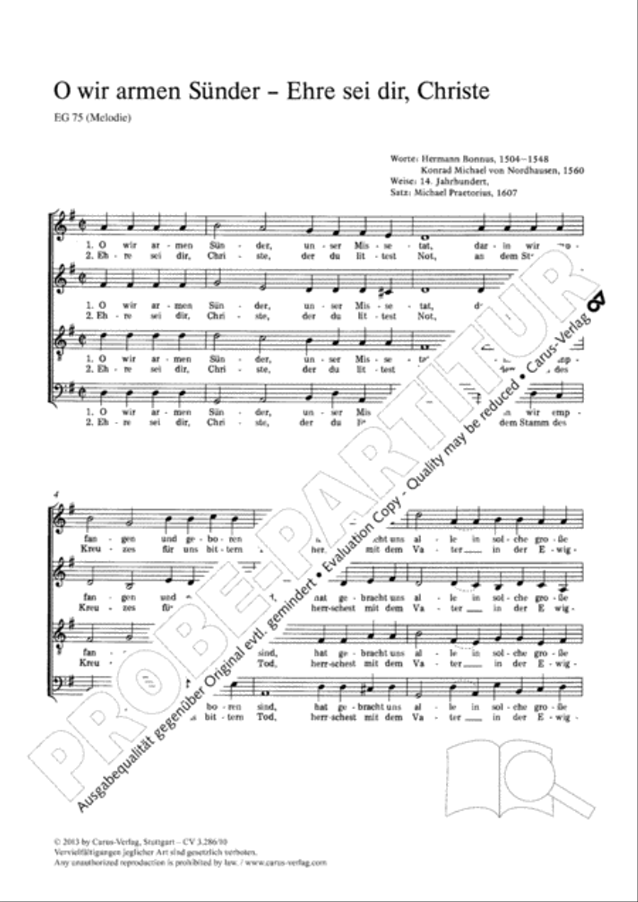 O wir armen Sunder O wir armen Sunder 4-Part scores gallery preview page 2