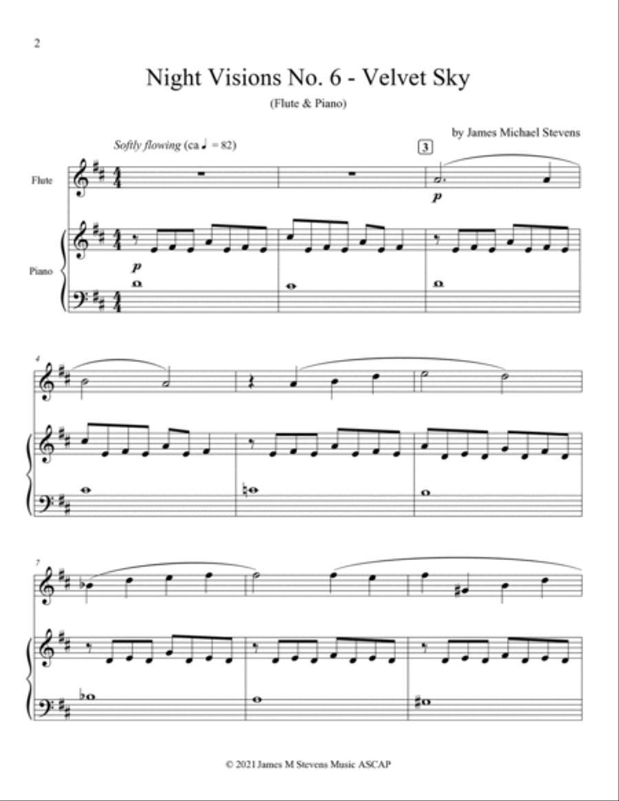 Night Visions No. 6 - Velvet Sky - Flute & Piano Flute Solo scores gallery preview page 2