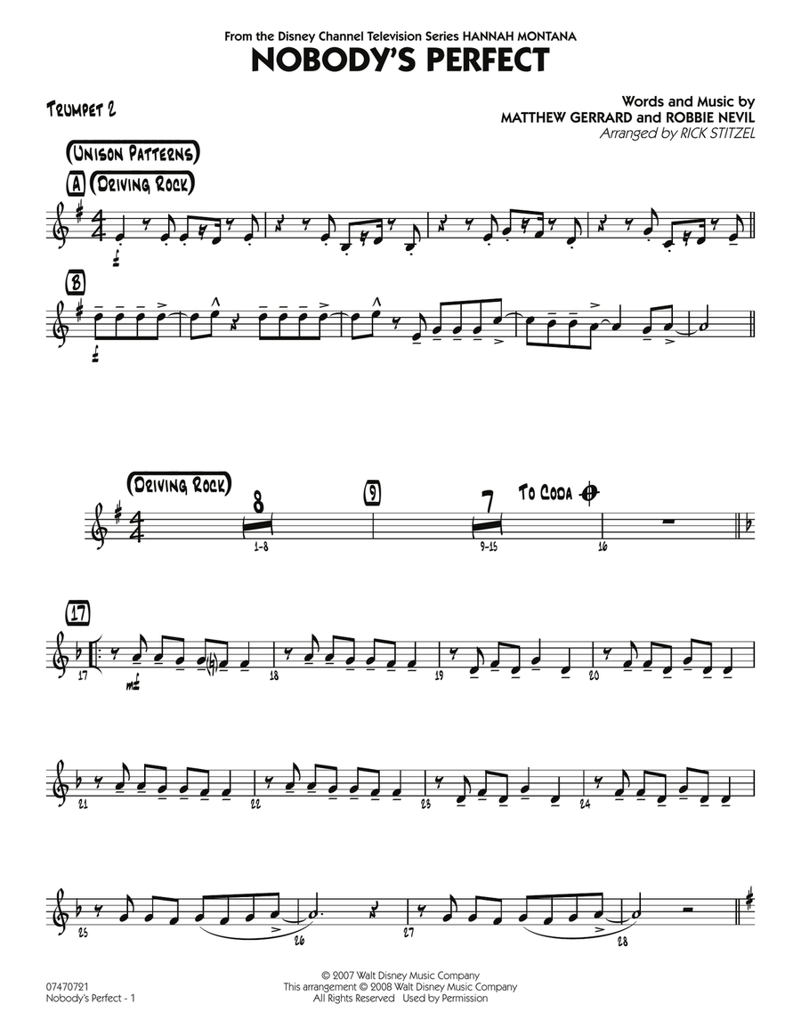 Nobody's Perfect - Trumpet 2 Jazz Ensemble scores gallery preview page 1