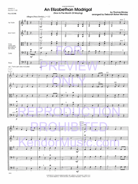 Elizabethan Madrigal, An (Now Is The Month Of Maying) (Full Score)