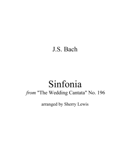 SINFONIA from "THE WEDDING CANTATA", Bach, String Trio, Intermediate Level for 2 violins and cello o image number null