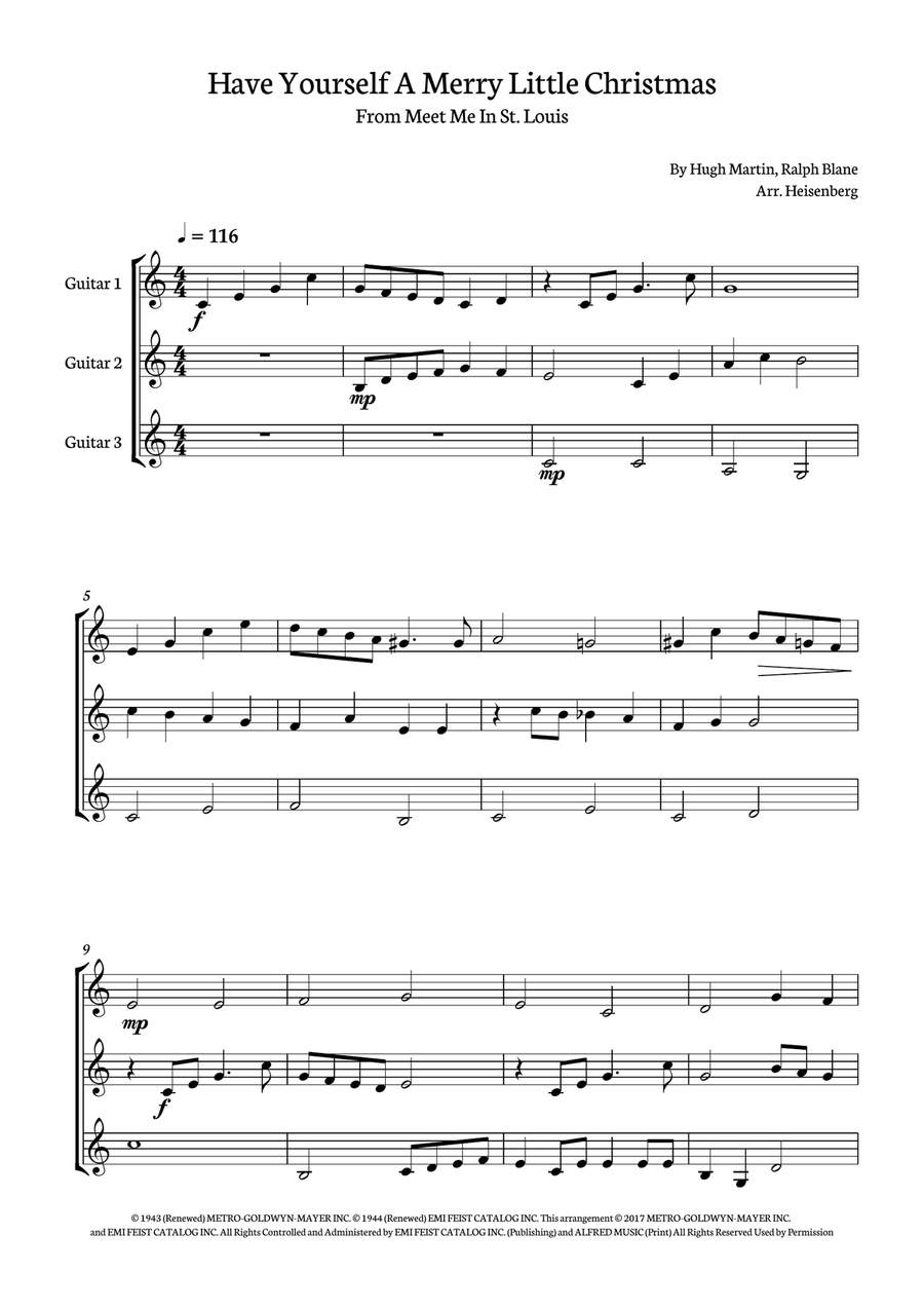 Have Yourself A Merry Little Christmas Guitar Ensemble scores gallery preview page 1