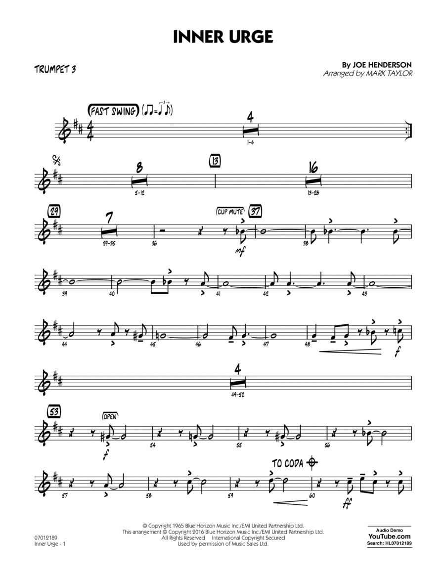 Inner Urge - Trumpet 3 Inner Urge - Trumpet 3 Trumpet scores gallery preview page 1