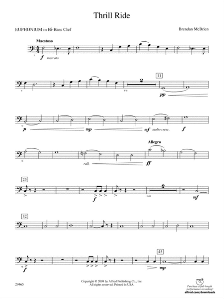 Thrill Ride: (World Part) B-flat Baritone B.C. Concert Band scores gallery preview page 1