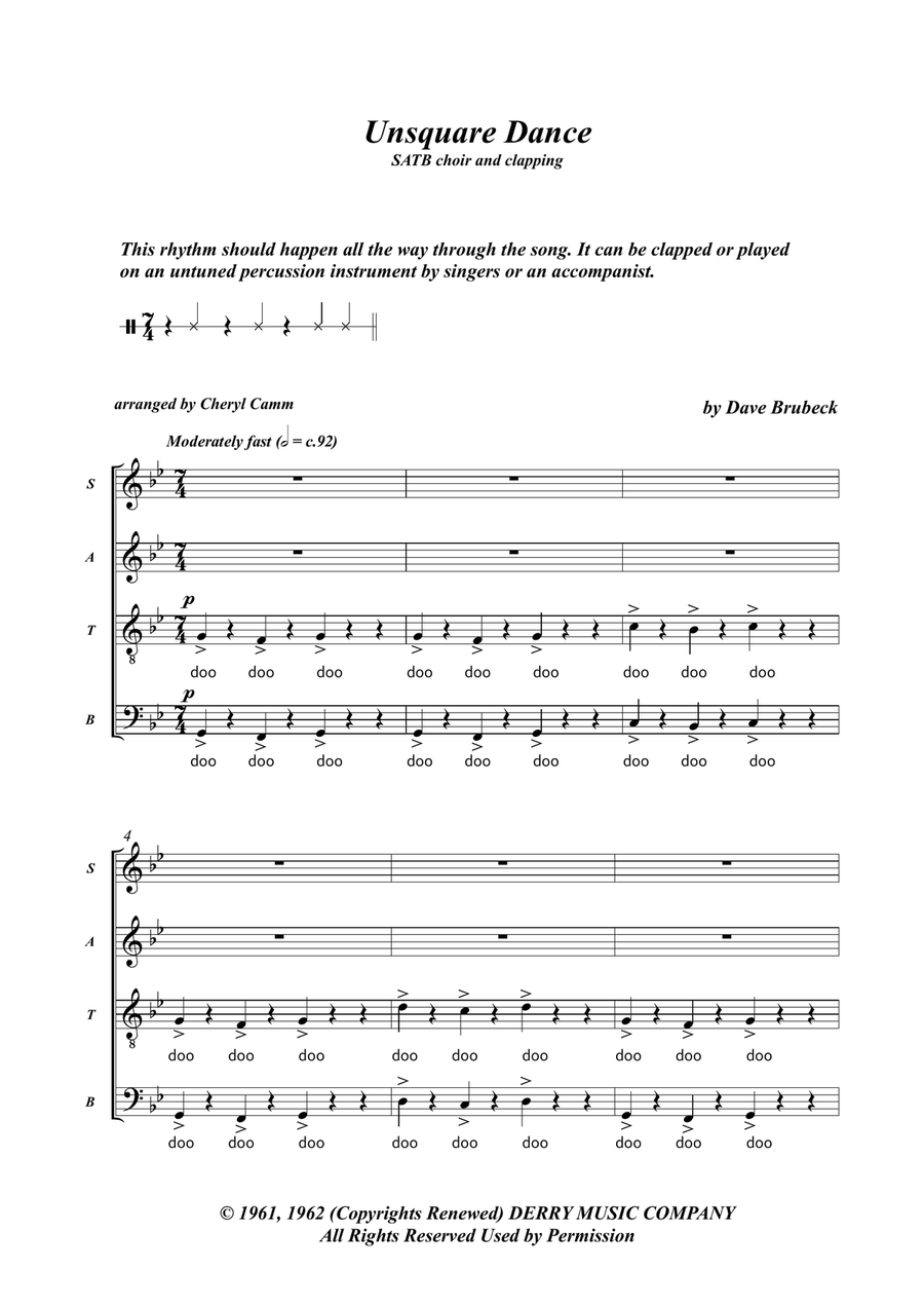 Unsquare Dance 4-Part scores gallery preview page 1