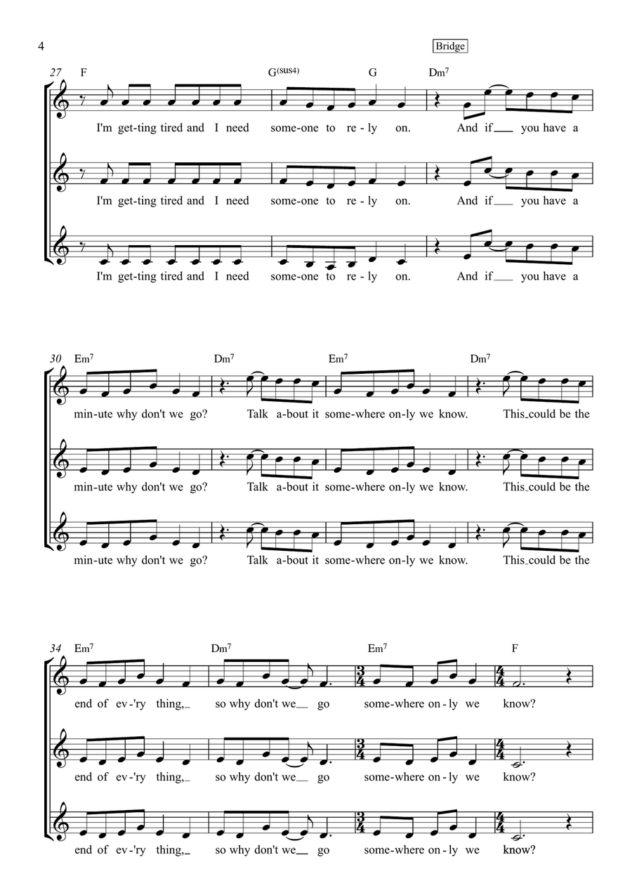 Somewhere Only We Know SSA scores gallery preview page 4