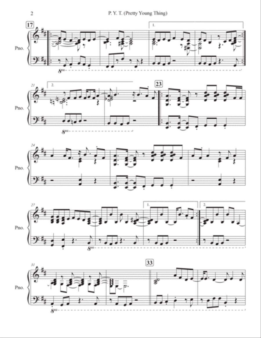 P.y.t. (Pretty Young Thing) Piano Solo scores gallery preview page 2