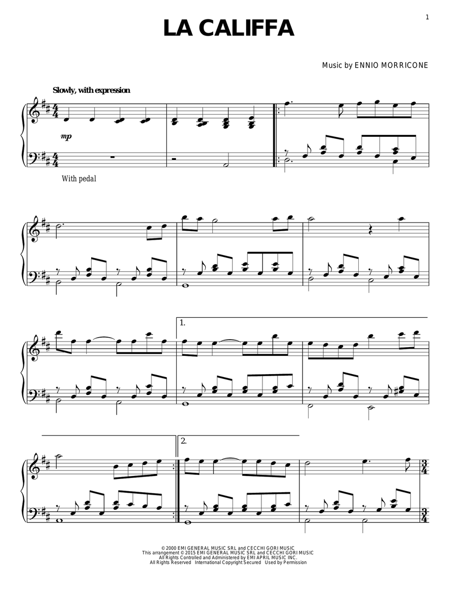 La Califfa Piano Solo scores gallery preview page 1