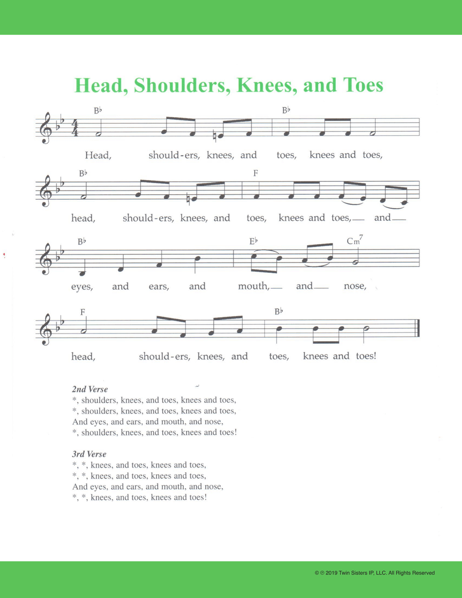 Head, Shoulders, Knees, and Toes Piano, Vocal scores gallery preview page 1