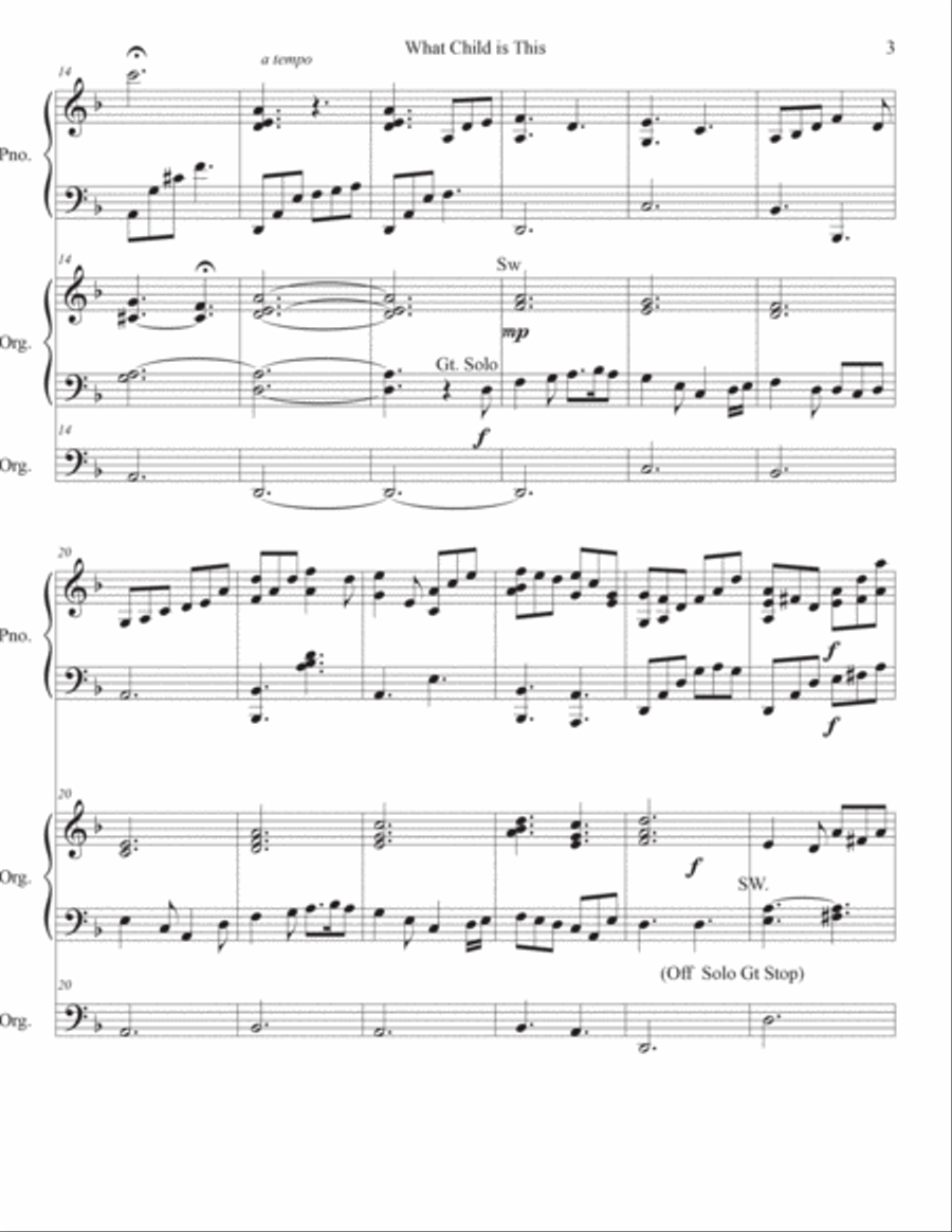 What Child is This? Piano Organ Duet Piano scores gallery preview page 3