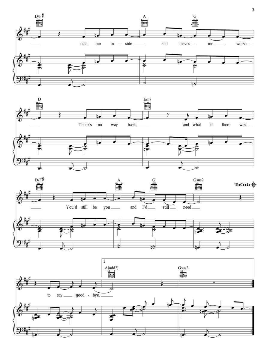 Say Goodbye Piano, Vocal, Guitar scores gallery preview page 3