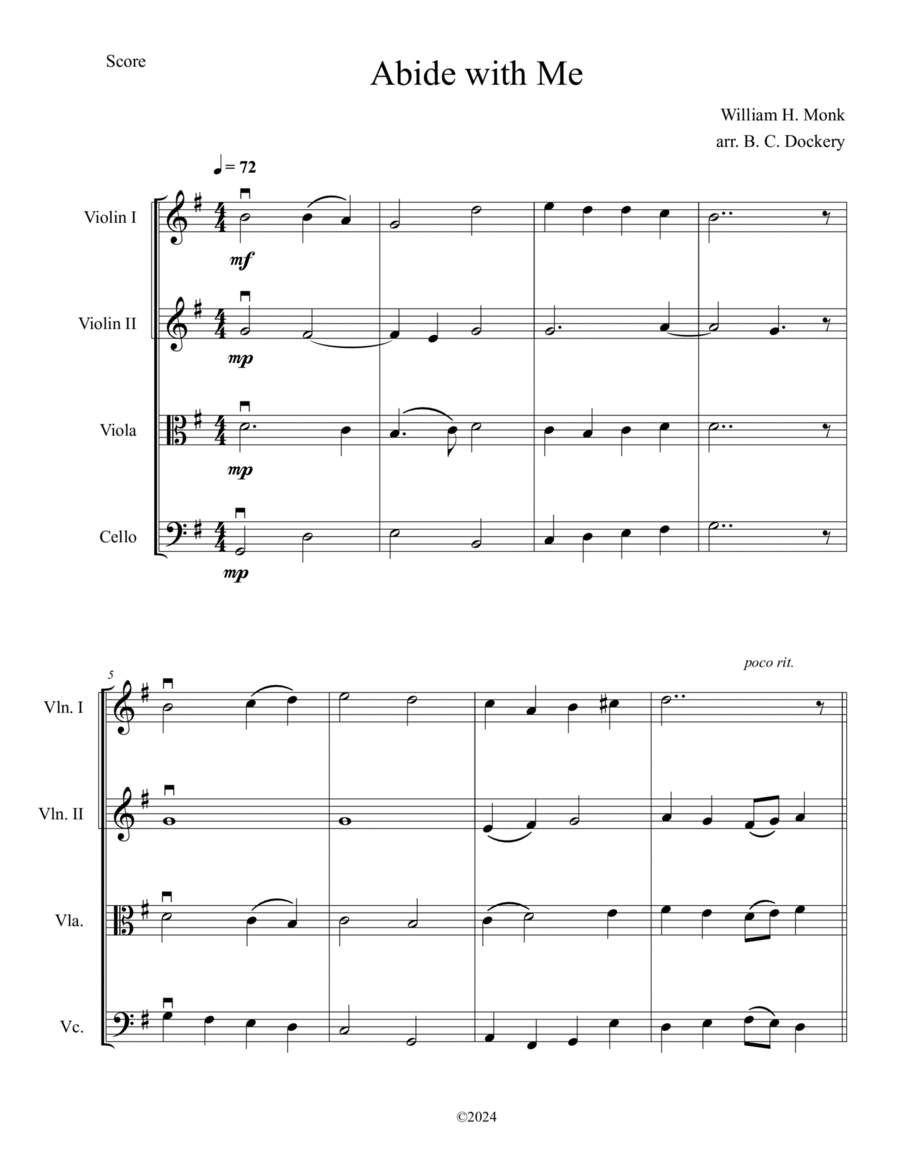 Abide with Me (String Quartet) String Quartet scores gallery preview page 1