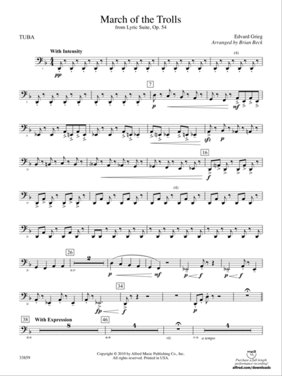 March of the Trolls: Tuba Concert Band scores gallery preview page 1