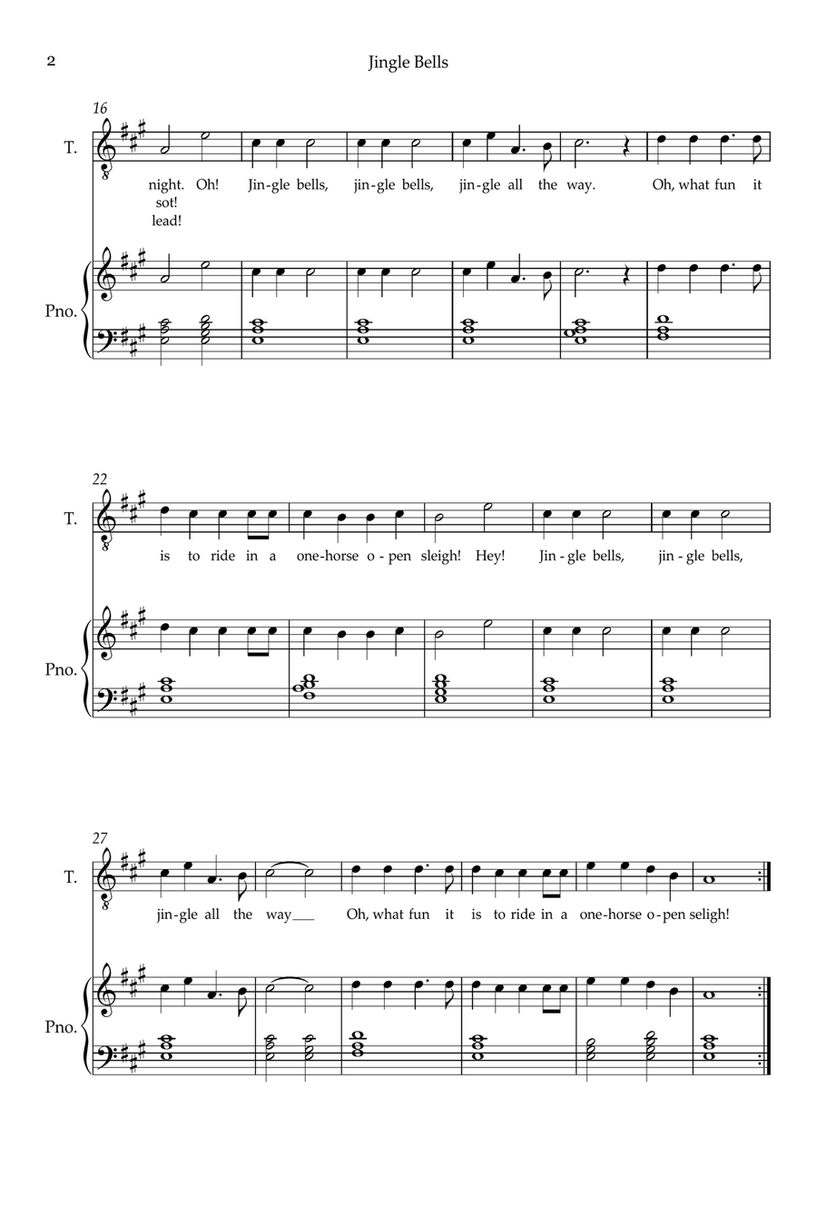 Jingle Bells Jingle Bells Tenor Voice scores gallery preview page 2