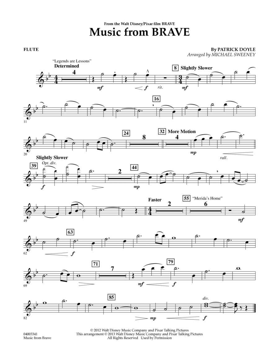Music From Brave - Flute Concert Band scores gallery preview page 1