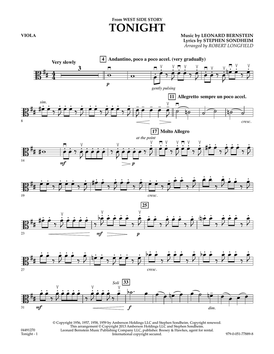 Tonight (from West Side Story) - Viola Orchestra scores gallery preview page 1