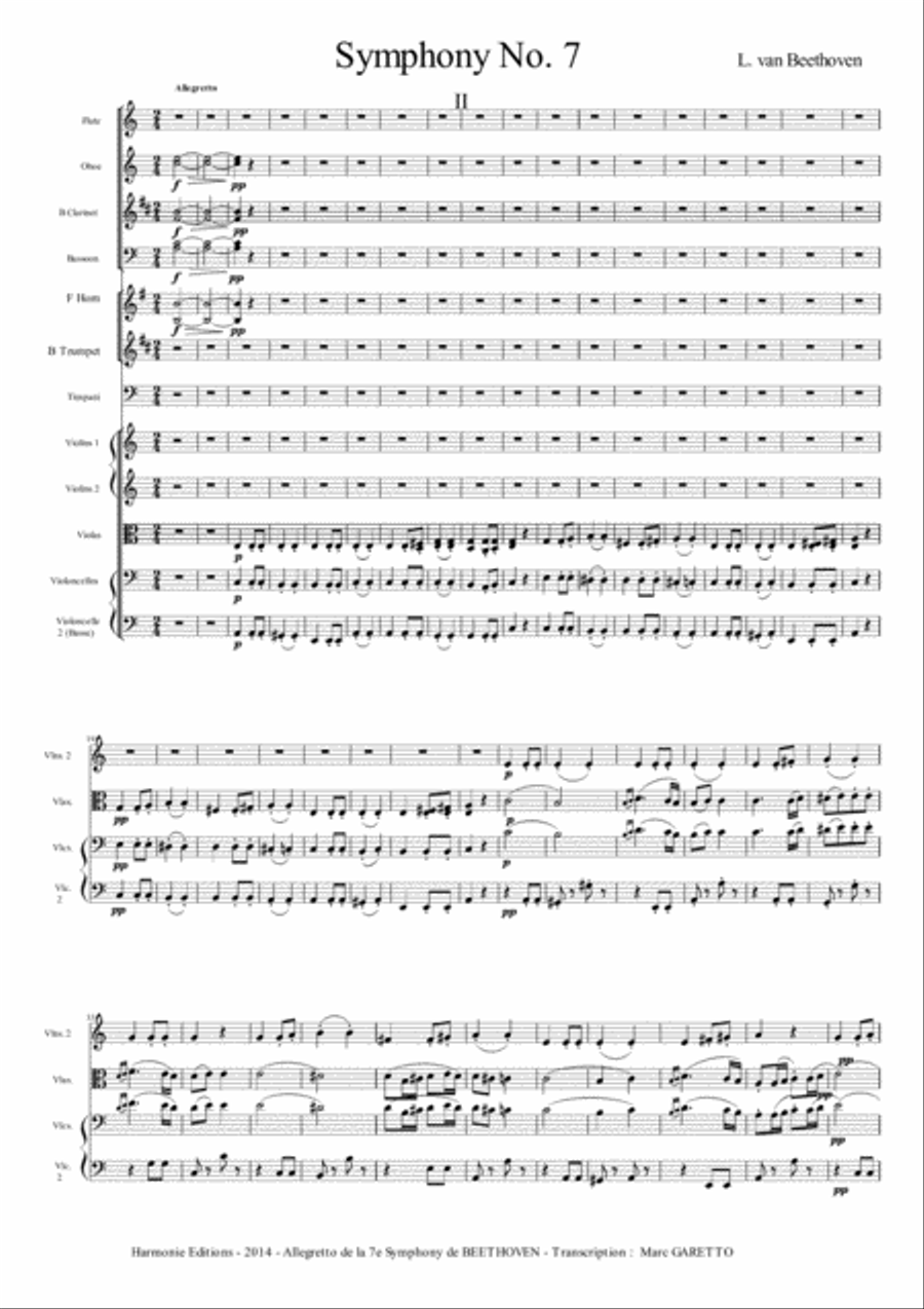Allegretto (second movement) from the symphony n°7 - Ludwig Van BEETHOVEN Full Orchestra scores gallery preview page 2