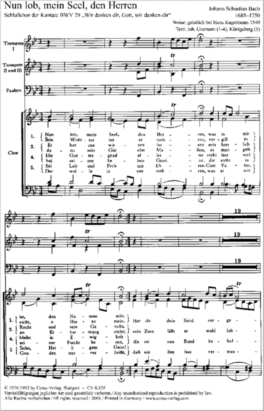 My soul, now bless thy Maker (Nun lob, mein Seel, den Herren) 4-Part scores gallery preview page 1