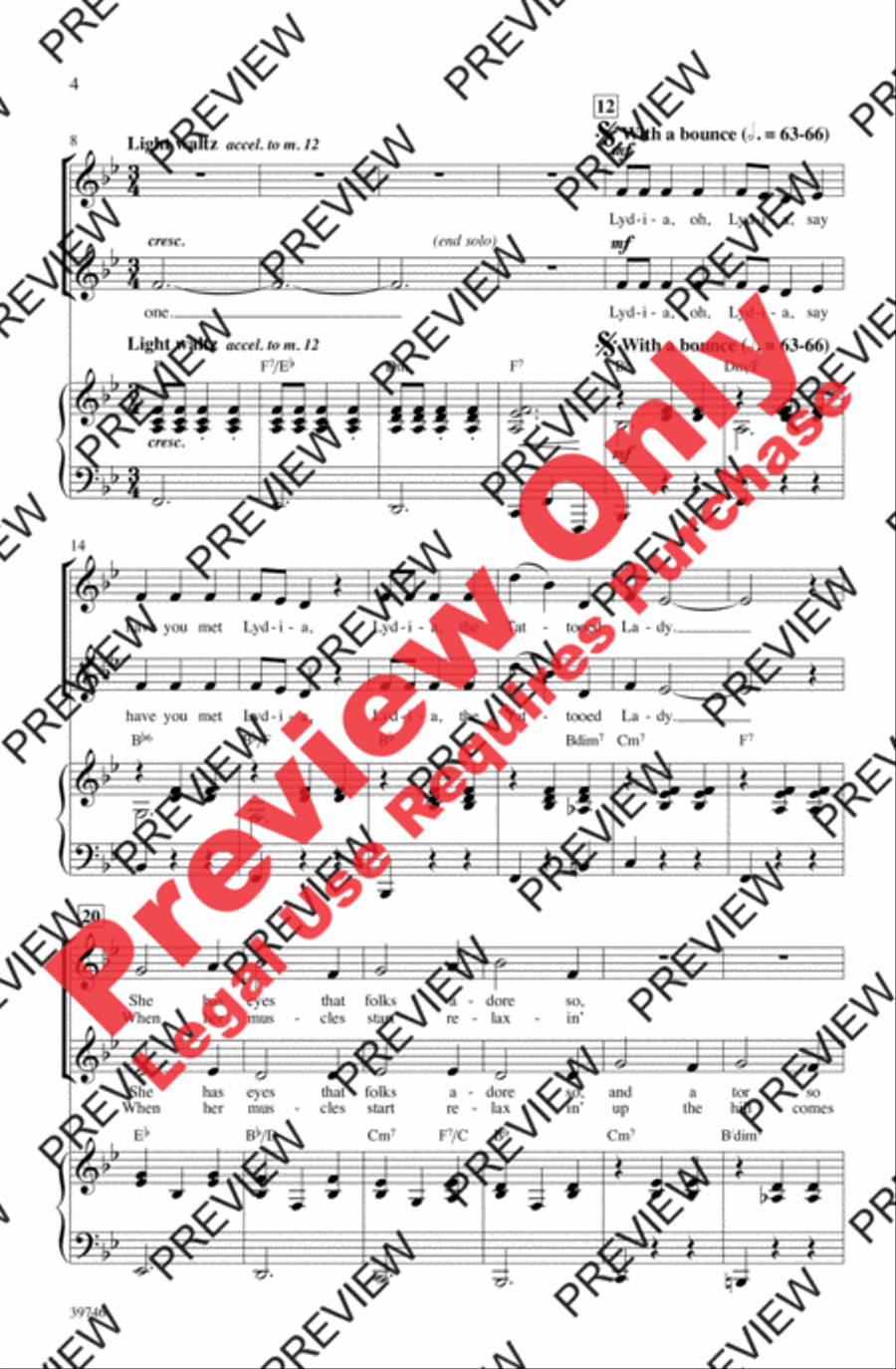 Lydia, the Tattooed Lady Women's Choir scores gallery preview page 4