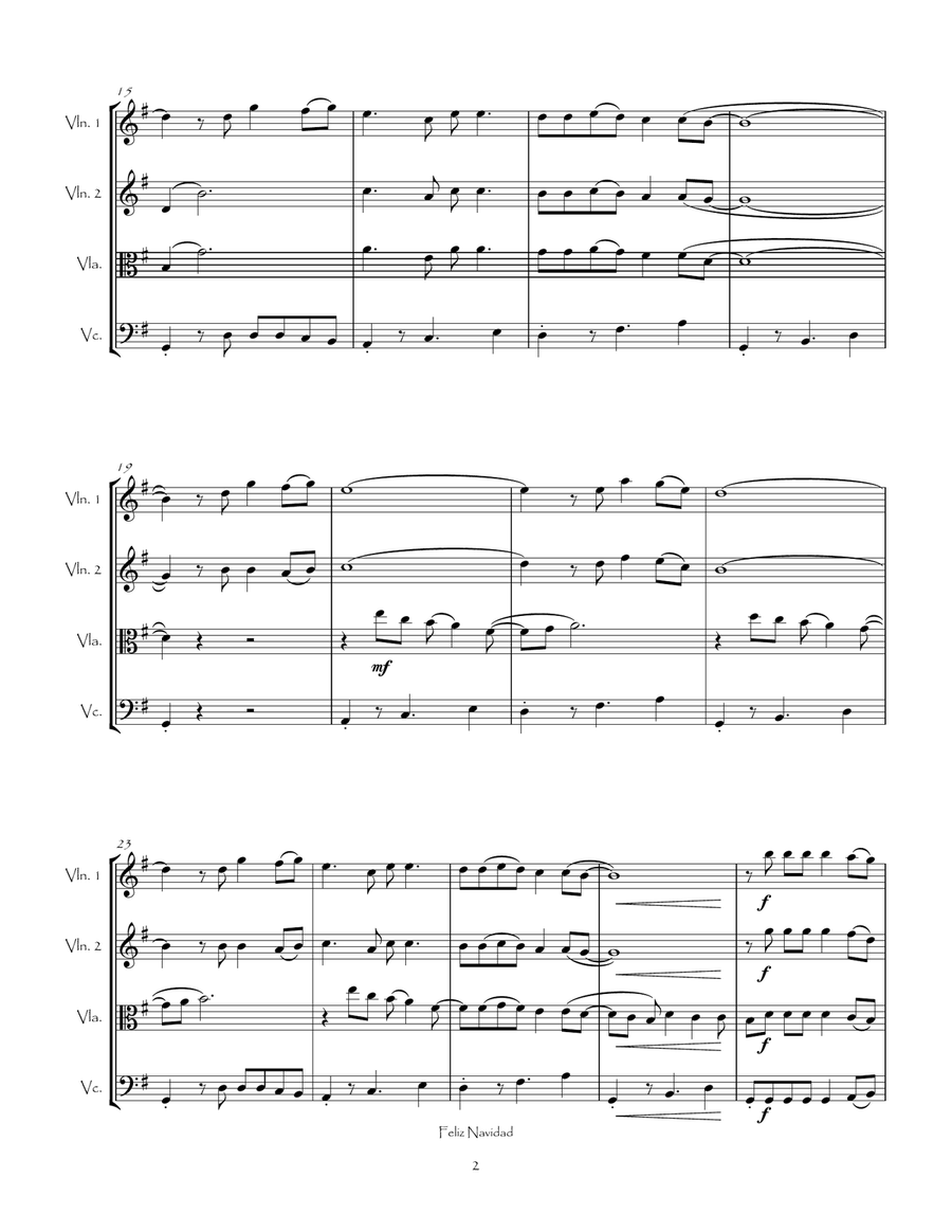 Feliz Navidad Feliz Navidad String Quartet scores gallery preview page 6