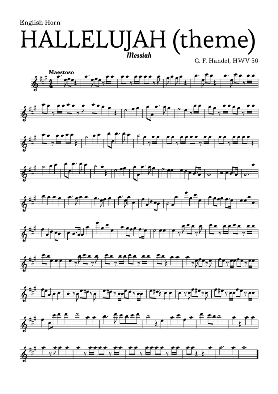 Aleluia (HALLELUJAH), of the Messiah - for English Horn and accompaniment Small Ensemble scores gallery preview page 1