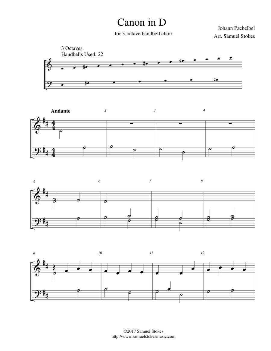 Pachelbel's Canon in D - for 3-octave handbell choir 3-Octaves scores gallery preview page 1