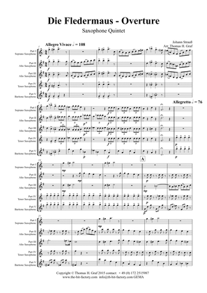 Die Fledermaus - Overture Johann Strauss - Saxophone Quintet