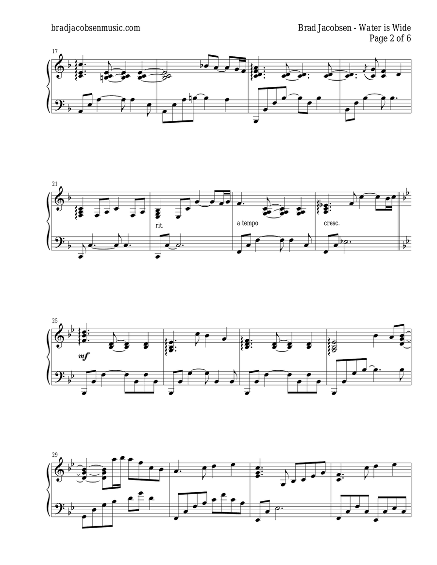 The Water is Wide/Shenandoah Piano Solo scores gallery preview page 2